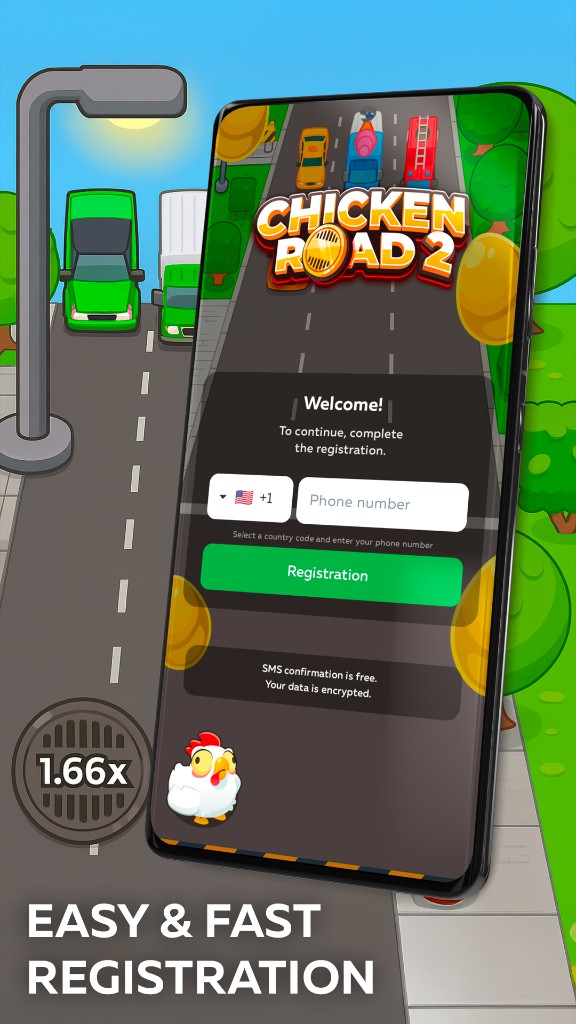 Exemple d'interface mobile associée à Chicken Road 2